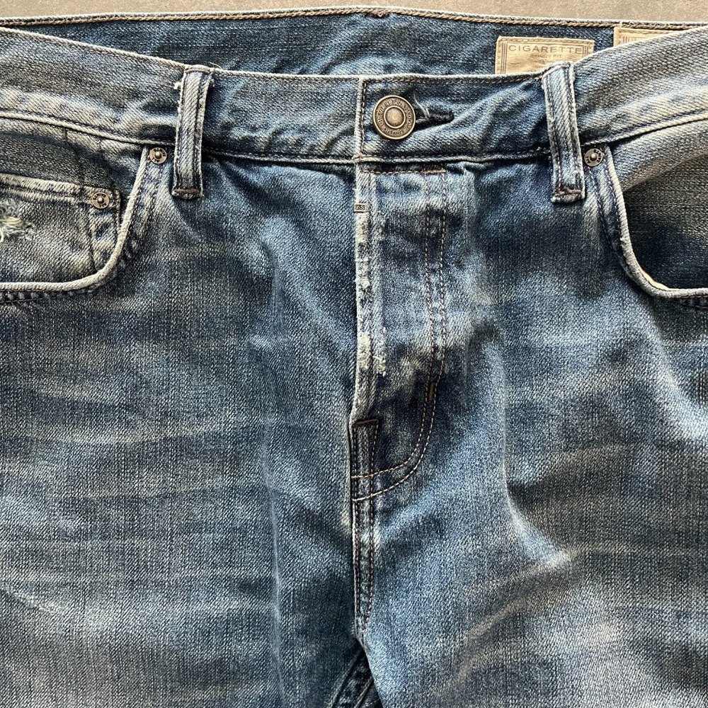AllSaints Mens Blue Cigarette Jeans W34 - Picture 2 of 7